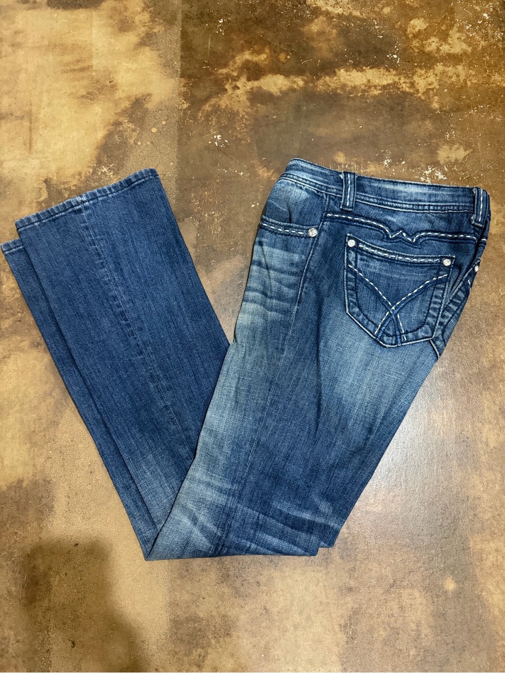 Miss Me Women's Dark Blue Bootcut Jeans with Pocket Embroidery